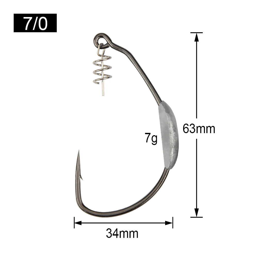 Raptor Hooks Heavy Duty Weighted Weedless Swimbait Hooks 5/0 7/0 10/0 Wide Gap Soft Bait Hooks Fresh Saltwater Fishing