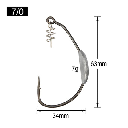 Raptor Hooks Heavy Duty Weighted Weedless Swimbait Hooks 5/0 7/0 10/0 Wide Gap Soft Bait Hooks Fresh Saltwater Fishing