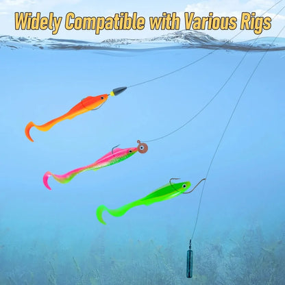 5PCS  3D Curl Grub Soft Lure | 9.4cm 4.1g Bionic Design with Two-Tone Eyes