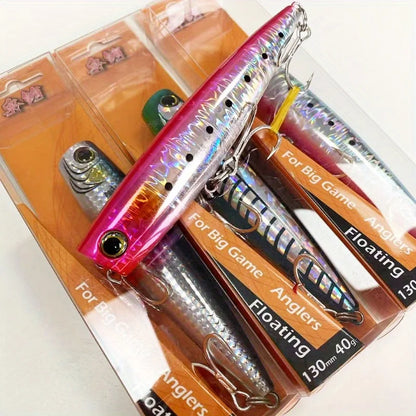 Popper Lure 130-160mm | Topwater Saltwater Hard Bait, Floating & Impact-Resistant