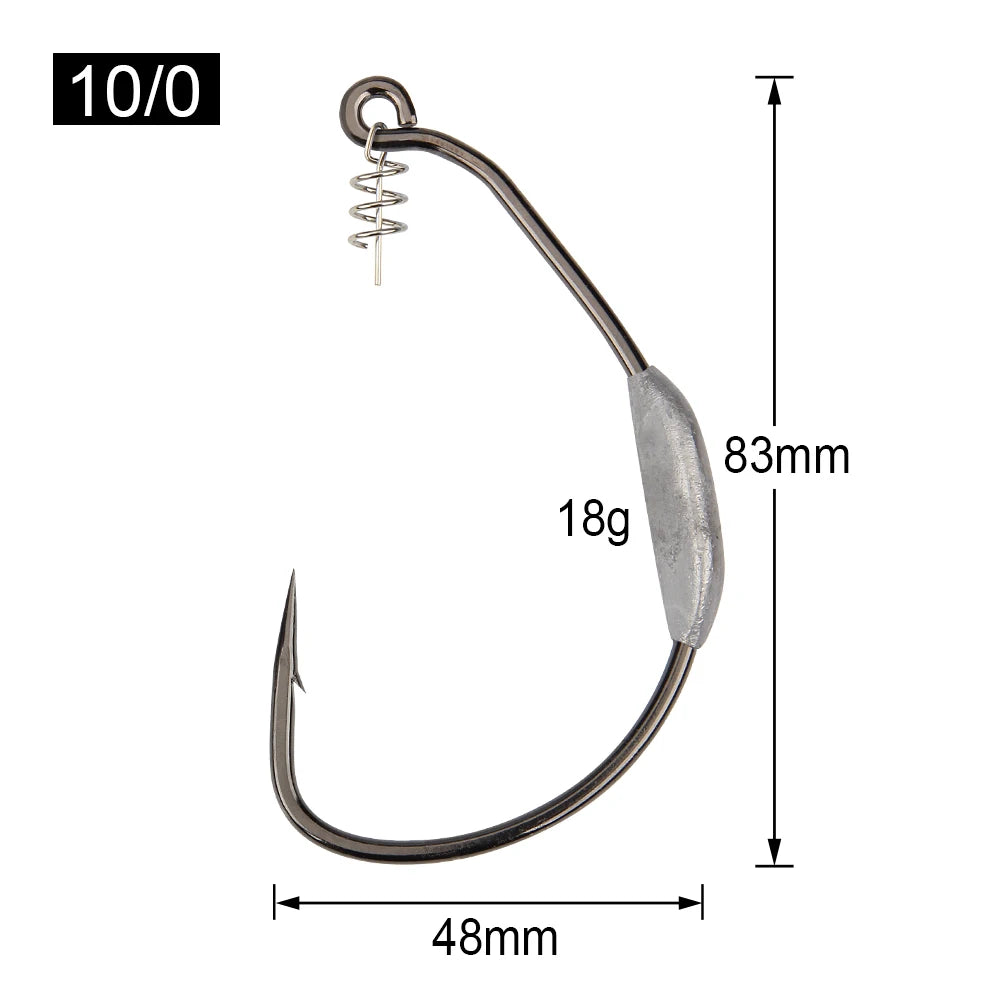 Raptor Hooks Heavy Duty Weighted Weedless Swimbait Hooks 5/0 7/0 10/0 Wide Gap Soft Bait Hooks Fresh Saltwater Fishing