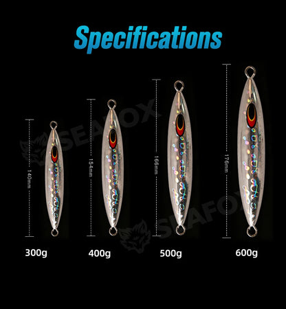 300g-600g Saltwater Metal Jig, Jigging Lure for Tuna & Kingfish
