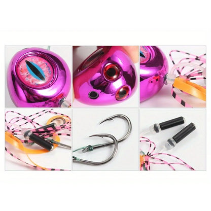 100g-300g Saltwater Slider Jig Lure, Natural Curly Silicone Streamer Heavy Duty Fishing Bait