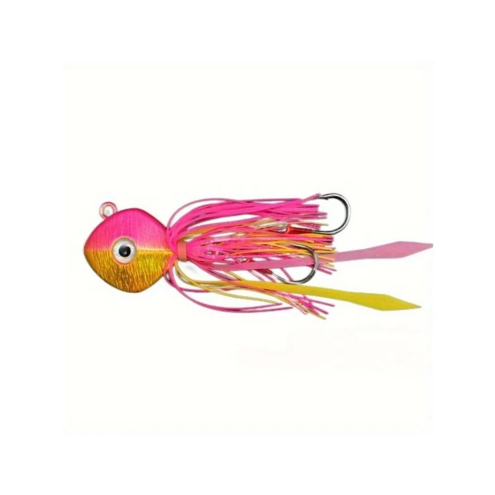 80g-200g 3D Eyes Laser Jig Lure, Heavy Skirted Swimbait for Deep Jigging Long Cast Saltwater Freshwater Fishing Bait