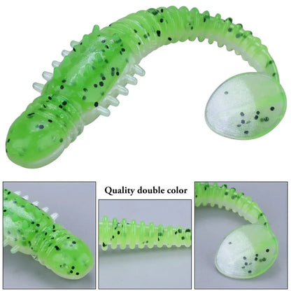 5PCS 10cm Sea Cucumber Style Ribbed Soft Lure with T-Tail