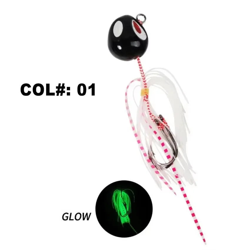 Slow Jigging Metal Lure 60-200g - Full Water Column Sinking Bait with Hook Rig ，Tail color random
