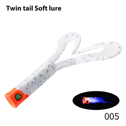 145mm/21.7gTwin Tail Trailer Soft Fishing Lure Silicone Spinning PVC For Pike Barsch Zander Fish Accessories