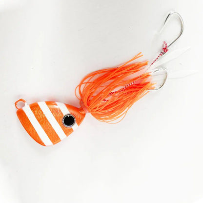 100g-250g Jigging Lure | Offshore Saltwater Jigging Lure with Squid Skirt Double Hooks