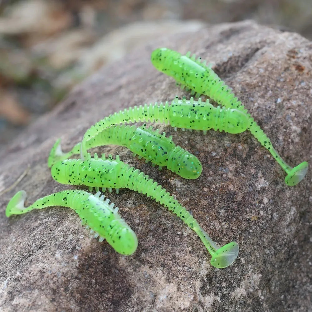 5PCS 10cm Sea Cucumber Style Ribbed Soft Lure with T-Tail