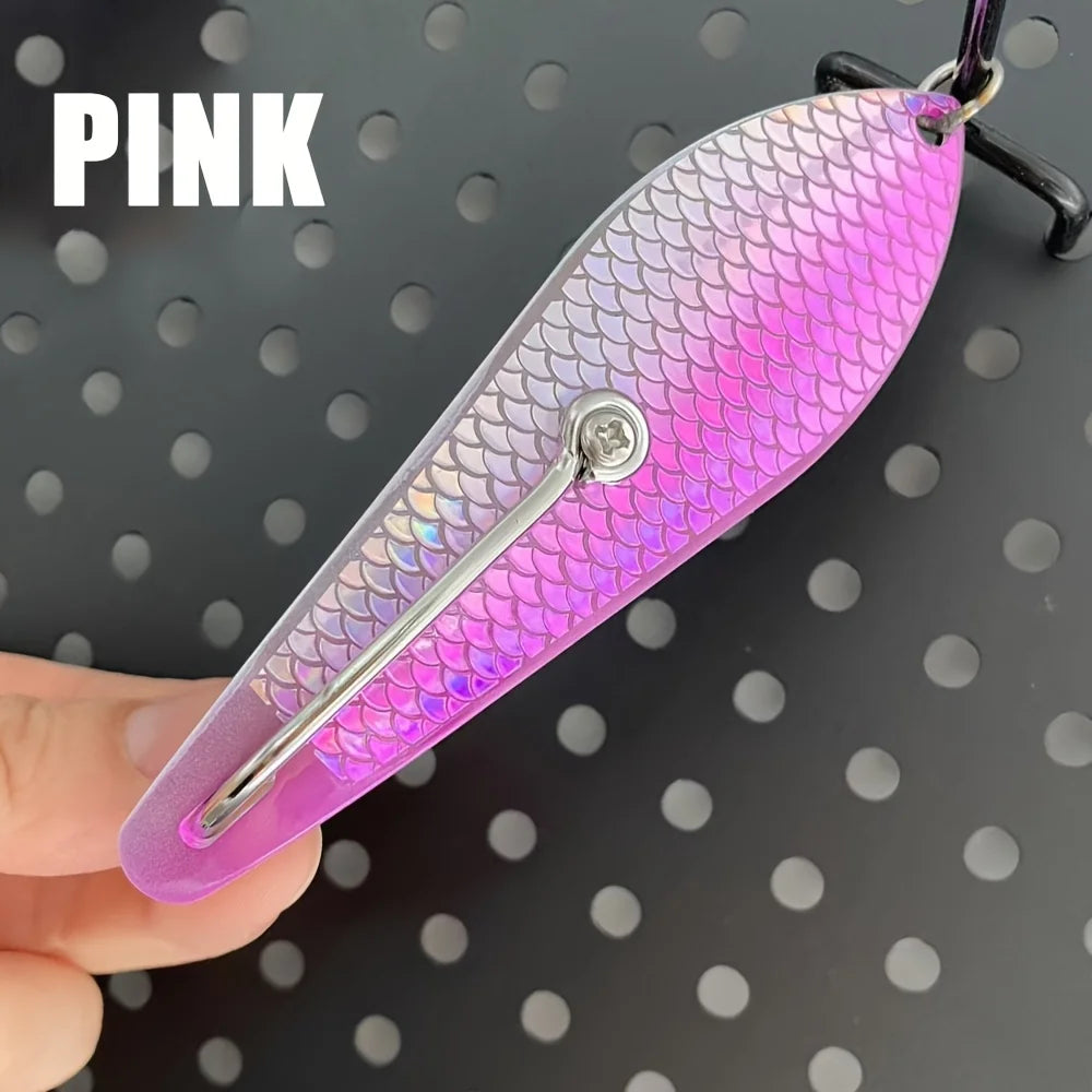 Metal Spoon Lure 3.03-4.53 Inches, 3D Scale Pattern Metal Spoon, Saltwater Artificial Bait