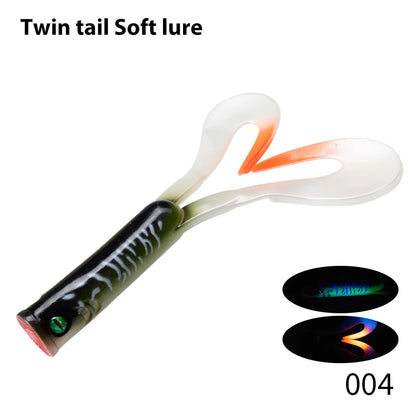 145mm/21.7gTwin Tail Trailer Soft Fishing Lure Silicone Spinning PVC For Pike Barsch Zander Fish Accessories
