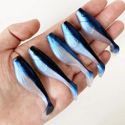 5PCS  6cm T-Tail Soft Bait, Sinking Fish Shaped Worm, Slow Sinking & Wobbling Action, All Water Layer Search