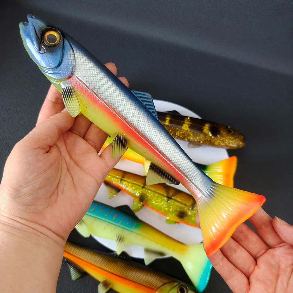 14cm-24cm Round-Tail Swim Bait  Soft Fishing Lure Ideal for Saltwater & Freshwater