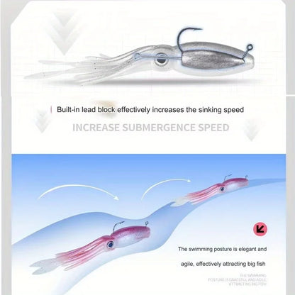 130g-200g Weapon for Deep Sea Trolling, Soft Octopus Lure Heavy-Duty Bait with Internal Sinker Targeting Trophy Fish