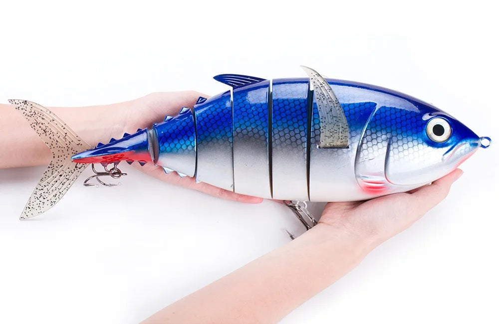 410mm 1000g Big Size Tuna Lure – 6 Section Multi-Jointed Sinking Swimbait, Heavy Duty Saltwater Fishing Wobbler