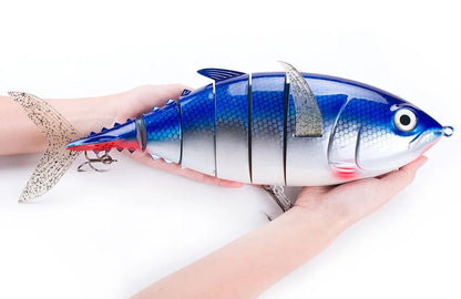 410mm 1000g Big Size Tuna Lure – 6 Section Multi-Jointed Sinking Swimbait, Heavy Duty Saltwater Fishing Wobbler