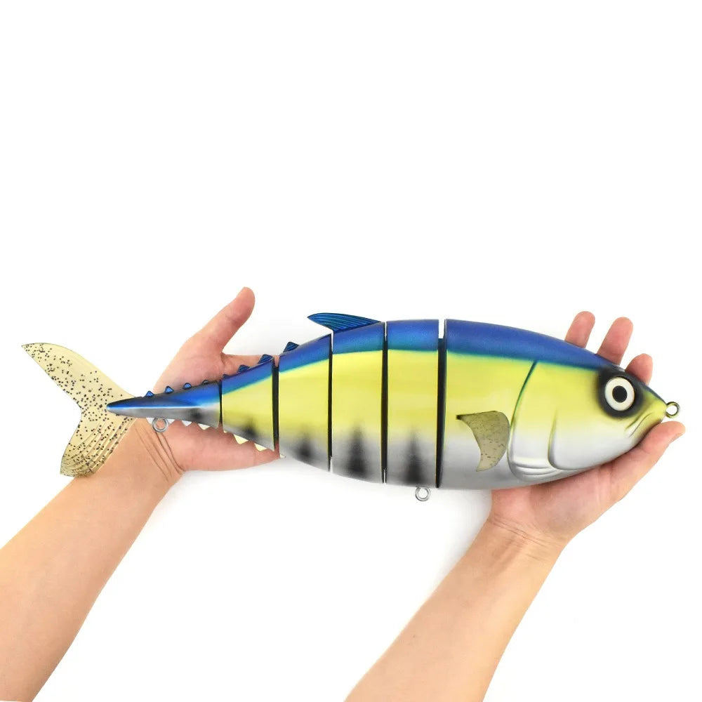 410mm 1000g Big Size Tuna Lure – 6 Section Multi-Jointed Sinking Swimbait, Heavy Duty Saltwater Fishing Wobbler