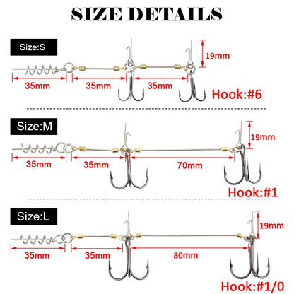 D01 Stinger Fishing Rig Hook for Big Shad Swimbait Center Pin Screw Pike Bass Trout Perch Bait