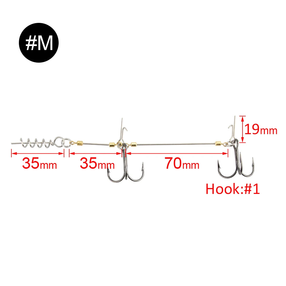 D01 Stinger Fishing Rig Hook for Big Shad Swimbait Center Pin Screw Pike Bass Trout Perch Bait