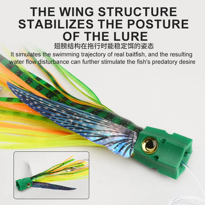Winged Bionic Fish Drag Bait 22.5cm Boat Fishing Golden Spear Shark Fake Bait Winged Trolling
