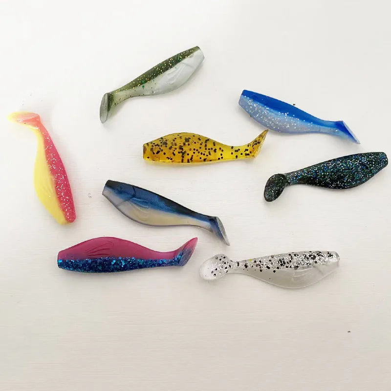 5PCS  6cm T-Tail Soft Bait, Sinking Fish Shaped Worm, Slow Sinking & Wobbling Action, All Water Layer Search