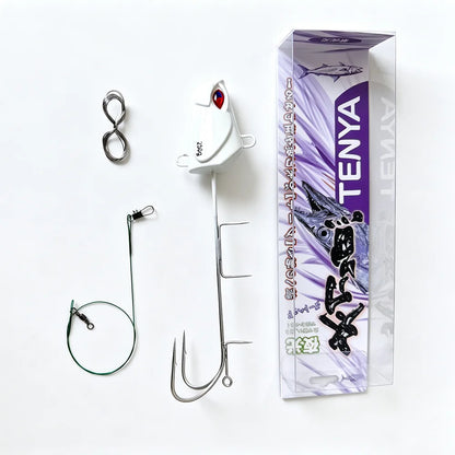50‑200g Glow Twin Hook Tenya Metal Jig Lure, Imitation Fish Head Boat Fishing Lure For Hairtail Cutlassfish
