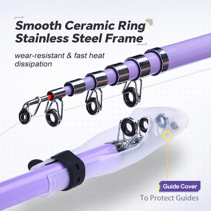 Portable Foldable All-In-One Sub Rod Full Kit Lightweight Travel Sea Saltwater Fishing Tackle Set