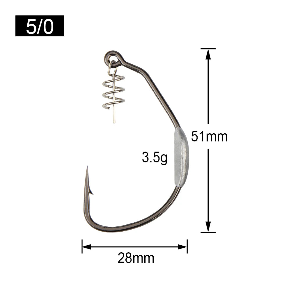 Raptor Hooks Heavy Duty Weighted Weedless Swimbait Hooks 5/0 7/0 10/0 Wide Gap Soft Bait Hooks Fresh Saltwater Fishing