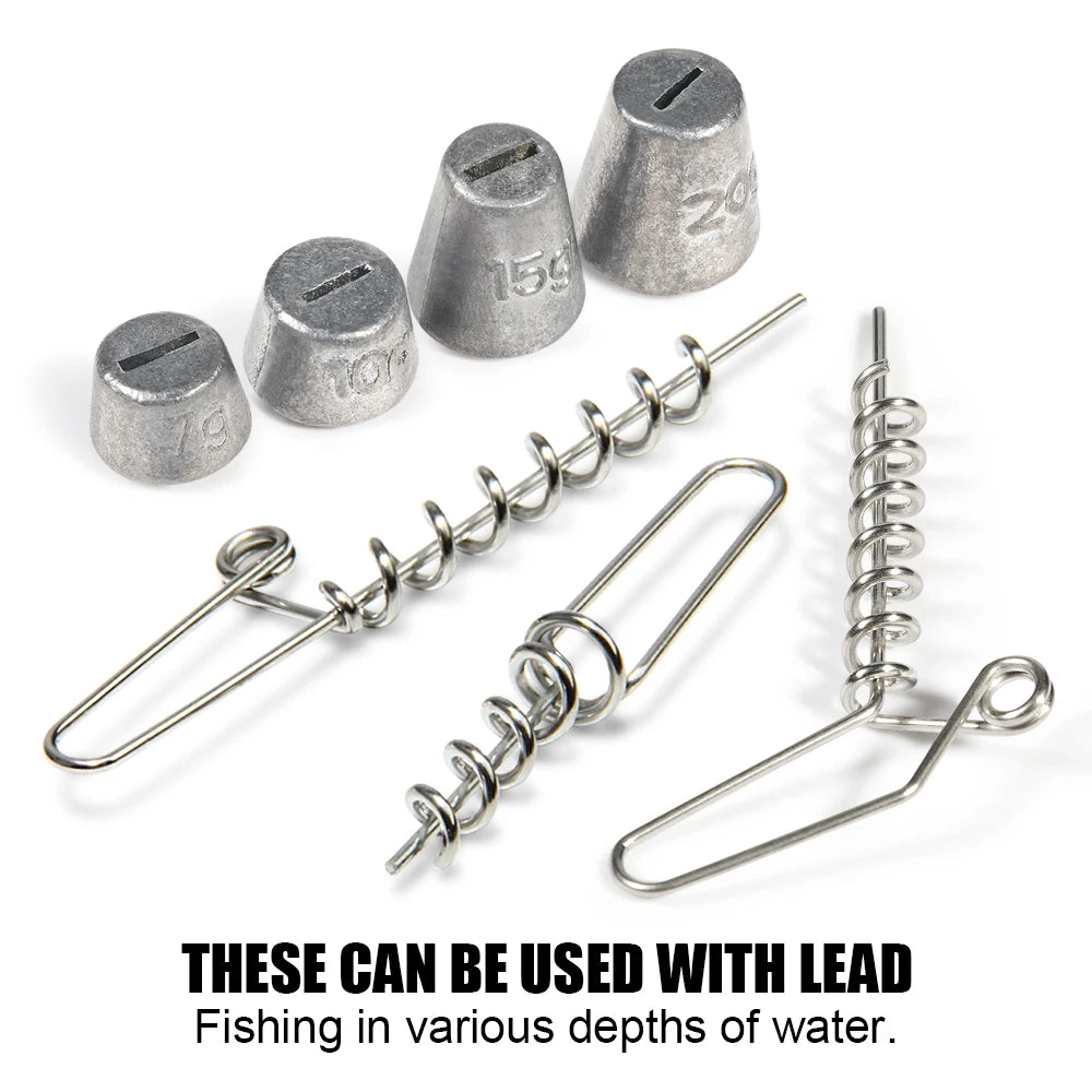 10PCS Spinpoler Multi-Depth Screw for Softbait fishing lure Spring Lock Pin Stinger Rig Accessories