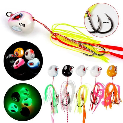 Slow Jigging Metal Lure 60-200g - Full Water Column Sinking Bait with Hook Rig ，Tail color random