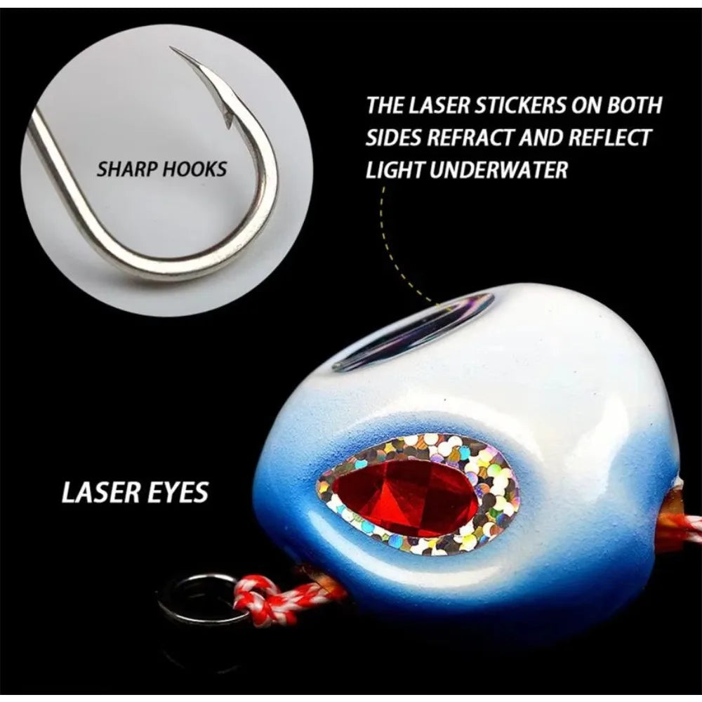 Slow Jigging Metal Lure 60-200g - Full Water Column Sinking Bait with Hook Rig ，Tail color random
