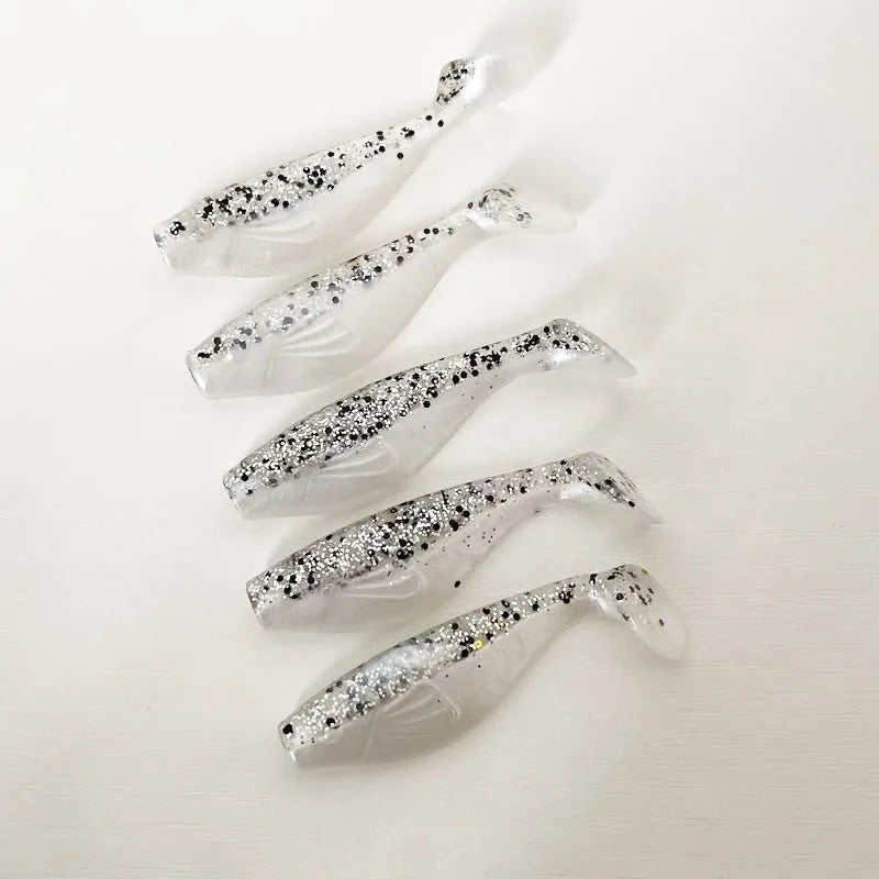 5PCS  6cm T-Tail Soft Bait, Sinking Fish Shaped Worm, Slow Sinking & Wobbling Action, All Water Layer Search