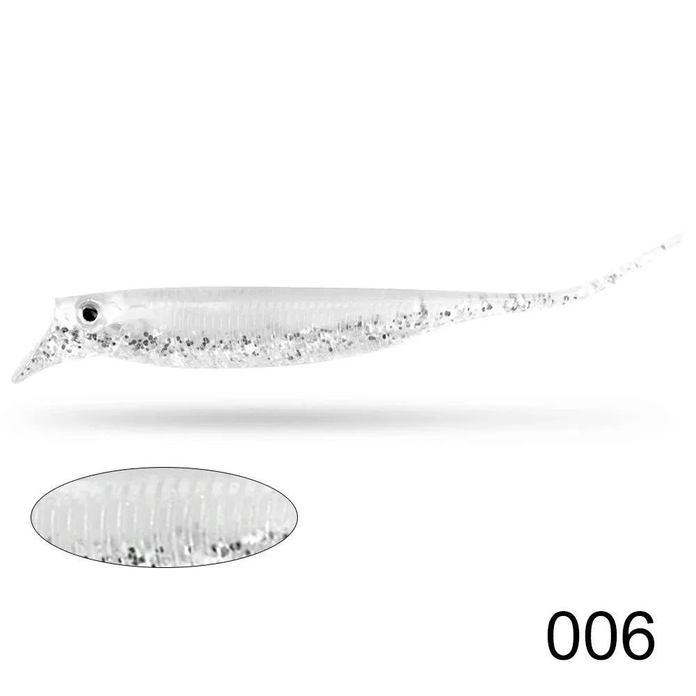 80mm 2.5g Soft Crankbait Lure, 6PCS Dual Color Slow Sinking Swimbait
