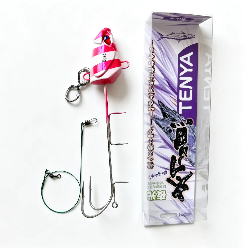 50‑200g Glow Twin Hook Tenya Metal Jig Lure, Imitation Fish Head Boat Fishing Lure For Hairtail Cutlassfish