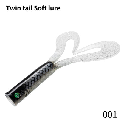 145mm/21.7gTwin Tail Trailer Soft Fishing Lure Silicone Spinning PVC For Pike Barsch Zander Fish Accessories