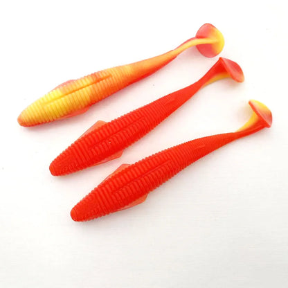 3PCS  12.5cm T-tail Soft Lure: Features a micro-wing dual-groove design for dynamic, all-water action