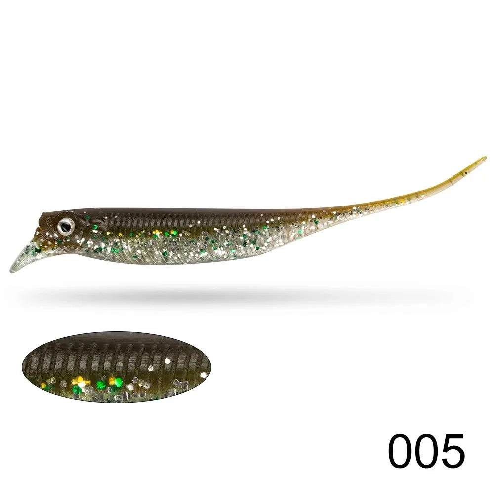 80mm 2.5g Soft Crankbait Lure, 6PCS Dual Color Slow Sinking Swimbait
