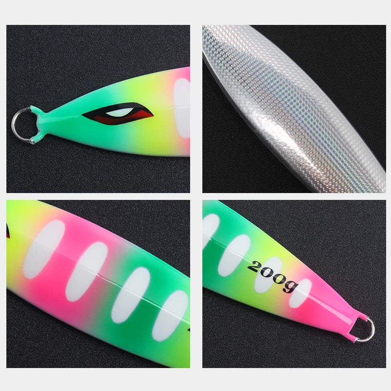 130g-220g Slow Pitch Jigging Lure, Saltwater Offshore Metal Jig