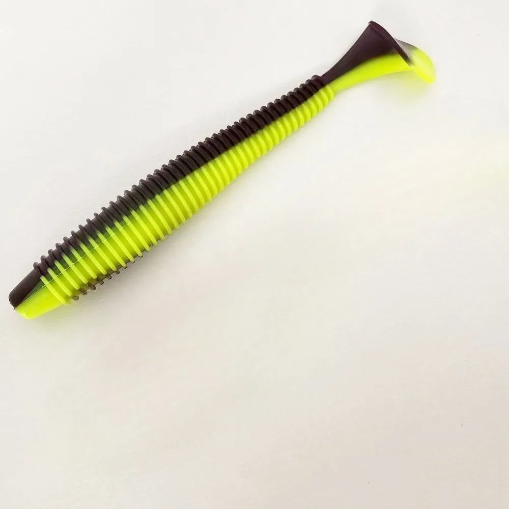 3PCS  16cm/20cm Large Ribbed T-Tail Soft Lure, Realistic Fishing Bait, Slow-Sink Design, Suitable for All Water Layers
