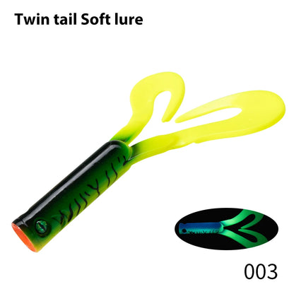 145mm/21.7gTwin Tail Trailer Soft Fishing Lure Silicone Spinning PVC For Pike Barsch Zander Fish Accessories