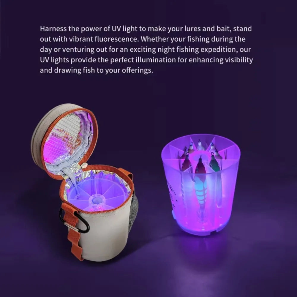 1Set  UV Lure Charging Light with Case – Glow Booster for Squid Jigs, Soft Baits & Jigs – Night Fishing Essential Tool