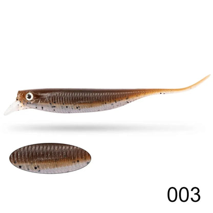 80mm 2.5g Soft Crankbait Lure, 6PCS Dual Color Slow Sinking Swimbait