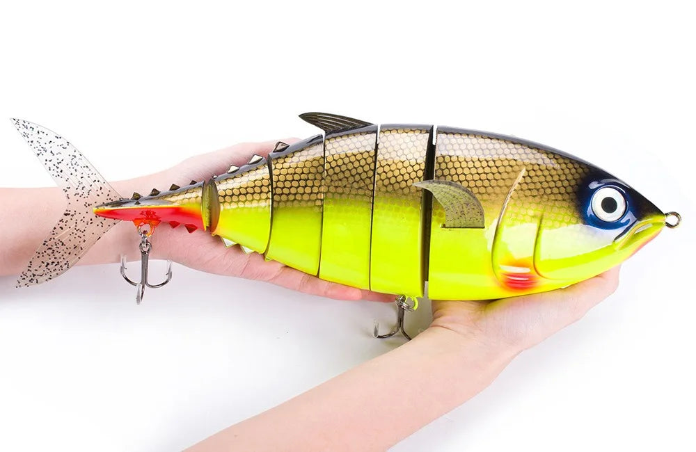 410mm 1000g Big Size Tuna Lure – 6 Section Multi-Jointed Sinking Swimbait, Heavy Duty Saltwater Fishing Wobbler