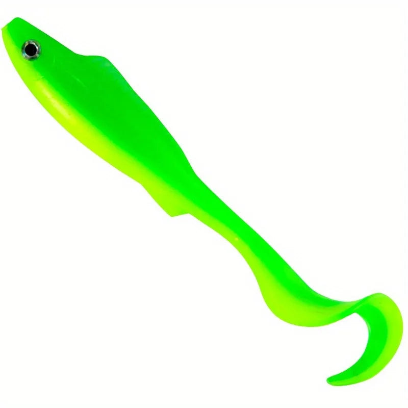 5PCS  3D Curl Grub Soft Lure | 9.4cm 4.1g Bionic Design with Two-Tone Eyes