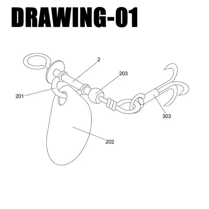 2 Pack Spinner Blade Hooks, Single & Treble Hook 2 Sizes Anti-Tangle Fishing Hooks
