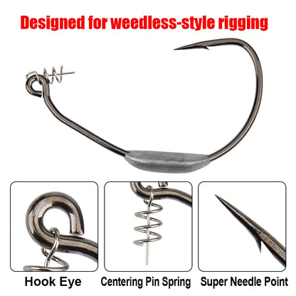 Raptor Hooks Heavy Duty Weighted Weedless Swimbait Hooks 5/0 7/0 10/0 Wide Gap Soft Bait Hooks Fresh Saltwater Fishing