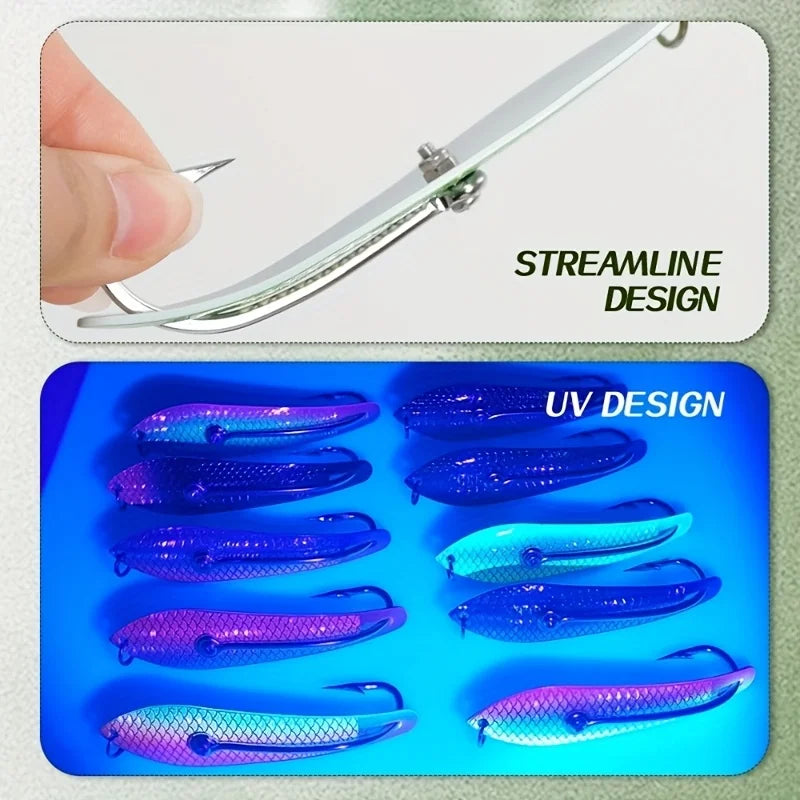 Metal Spoon Lure 3.03-4.53 Inches, 3D Scale Pattern Metal Spoon, Saltwater Artificial Bait