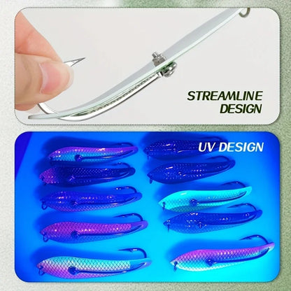 Metal Spoon Lure 3.03-4.53 Inches, 3D Scale Pattern Metal Spoon, Saltwater Artificial Bait