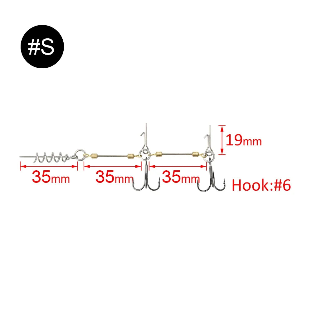 D01 Stinger Fishing Rig Hook for Big Shad Swimbait Center Pin Screw Pike Bass Trout Perch Bait