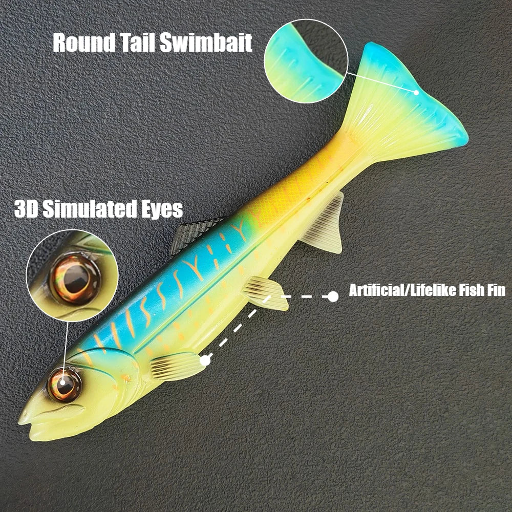 14cm-24cm Round-Tail Swim Bait  Soft Fishing Lure Ideal for Saltwater & Freshwater